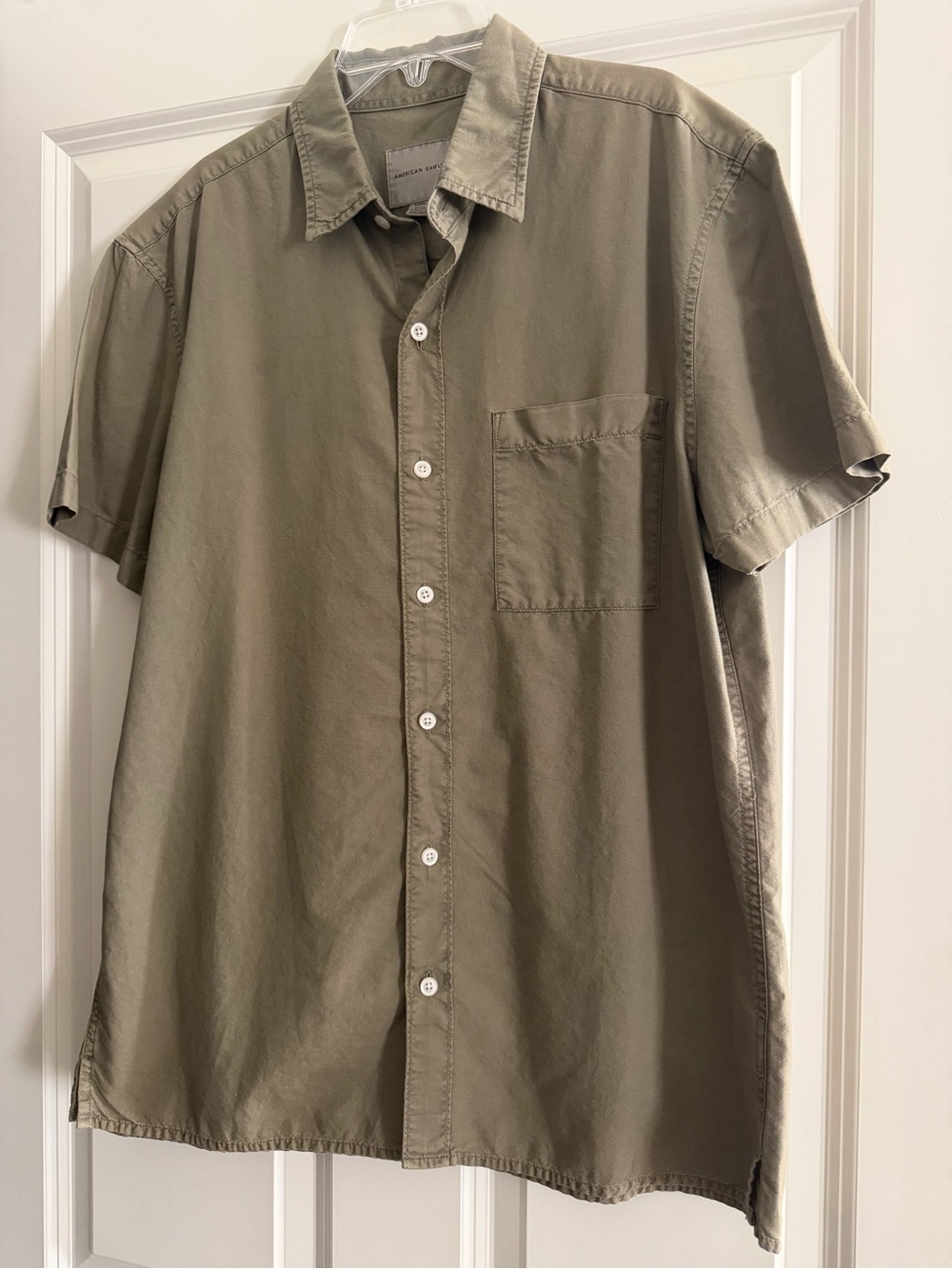 American Eagle Outfitters Men's Olive Button Down Shirt